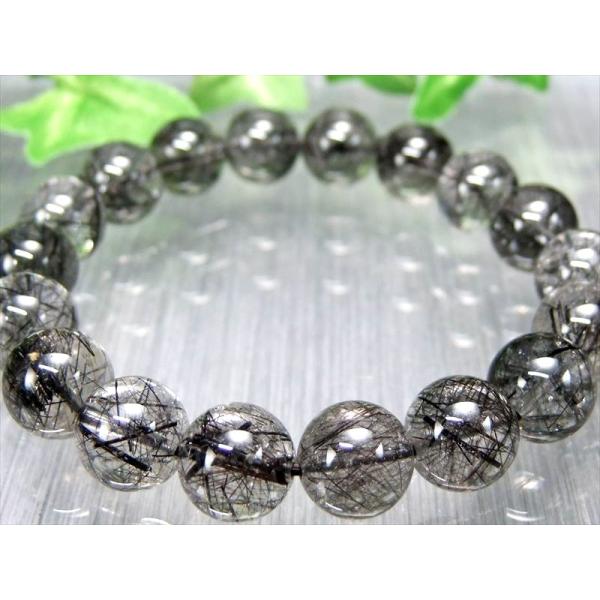 超透明 繊細針 5A ブラックルチルクォーツ ブレスレット 11mm×18珠 最強勝ち運ルチル ビジ...