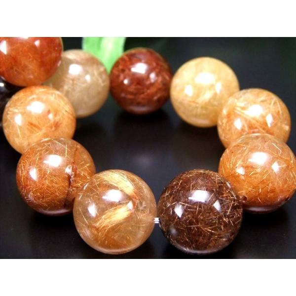 極彩ルチル 5色の福禄寿ルチル 4A MIXルチルクォーツ ブレスレット 約14mm-14.5mm×...