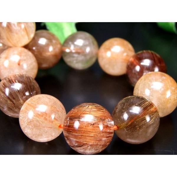 キャッツアイ効果有り AA+ MIXルチルクォーツ ブレスレット 約13mm-13.5mm×16珠 ...