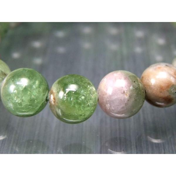 激レア 蛍光 4A ツァボライト タンザナイト ピンクゾイサイト 共生 ブレスレット 9mm-10....