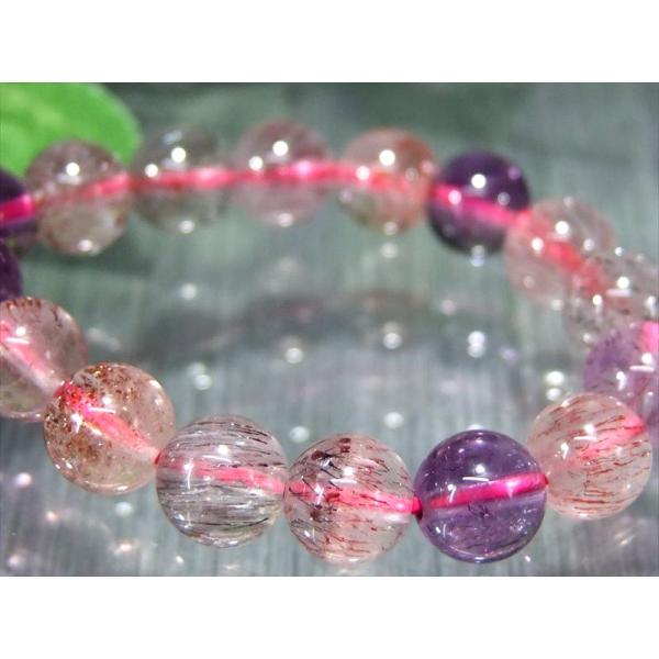 針状鉱物 4A+ スーパーセブン ブレスレット 7.5mm-8mm×25珠 7種類の石の要素が共鳴す...