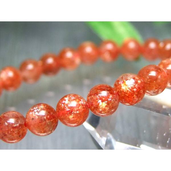 濃色オレンジ 4A+ サンストーン ブレスレット 6.5mm-7mm×26珠 太陽神の象徴 たっぷり...