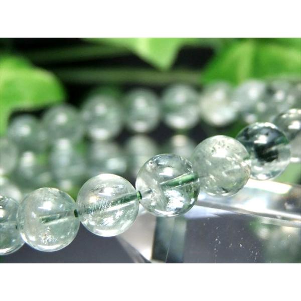 抜粋鑑別済み 虹入り 5A グリーンオリゴ クレース 天然フェルドスパー ブレスレット 7.5mm-...