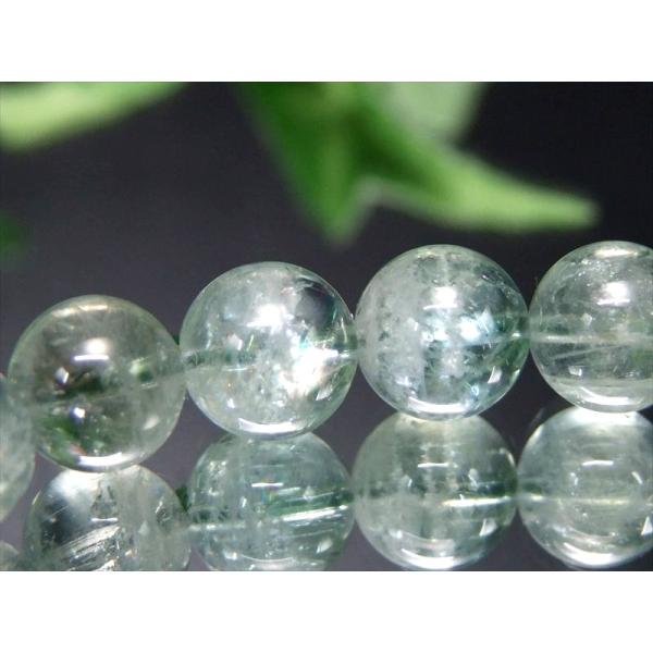 抜粋鑑別済み 虹入り 5A グリーンオリゴ クレース 天然フェルドスパー ブレスレット 8.5mm-...