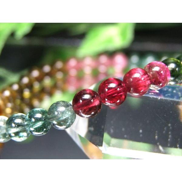 宝石ルベライト入り S級 超透明 MIXトルマリン 電気石 ブレスレット 5mm-5.5mm×37珠...
