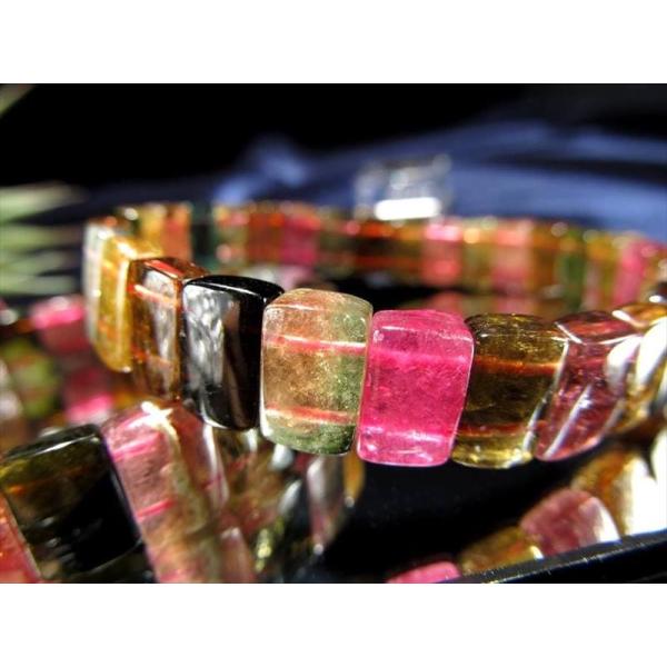 落ち着きある濃色MIXカラー 3A MIXトルマリン 電気石 バングル ブレスレット 幅約10.0m...