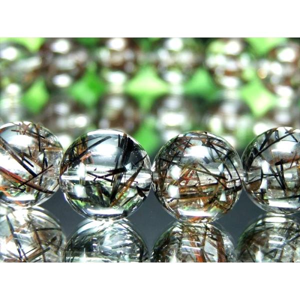 激レア・ツートン 4A+ ブラック・ブラウンルチルクォーツ ブレスレット 10.5mm-11mm×1...