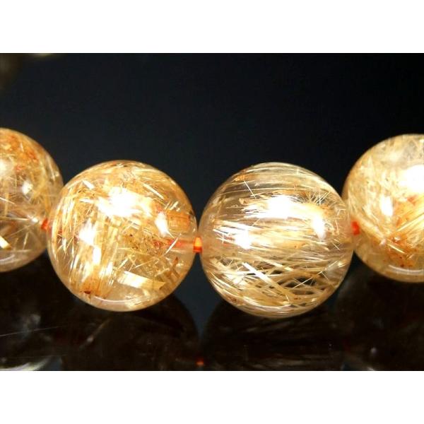 繊細束針 4A 煌めき ゴールドルチルクォーツ ブレスレット 11.5mm-12mm×18珠 迫力の...
