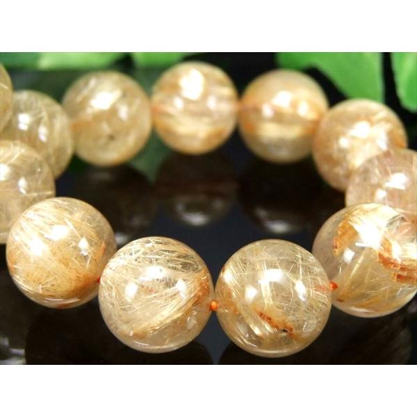 束針タイチン 4A 煌めき ゴールドルチルクォーツ ブレスレット 11.5mm-12mm×18珠 迫...