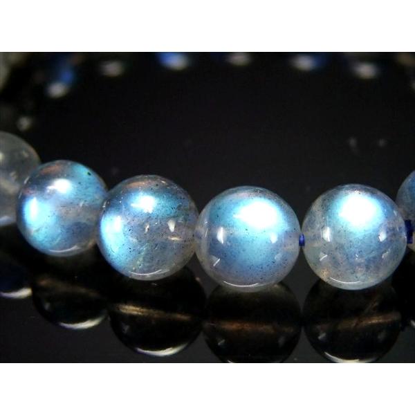 3A+ ラブラドライト ブレスレット 8.5mm-9mm×22珠 スペクトロライト 濃いブルーシラー...