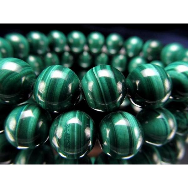 マラカイト 孔雀石 ブレスレット 約9.5mm×21珠前後 魔除け 邪気払い 極上グリーン 孔雀石 ...
