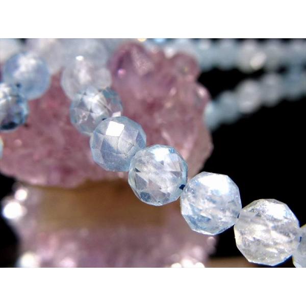 アクアマリン ボールカットワイヤーブレスレット 幅約4mm 3月誕生石 天使の石 キラキラ繊細カット...