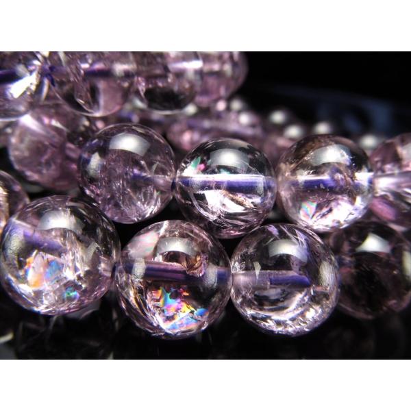 美麗 虹入り ラベンダーアメジスト ブレスレット 9.5mm-10mm×20珠前後 透明感抜群 美麗...