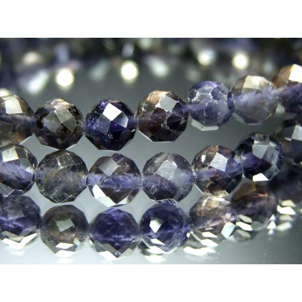 ウォーターサファイア アイオライト カットブレスレット 6mm-6.5mm×29珠前後 落ち着いたネ...