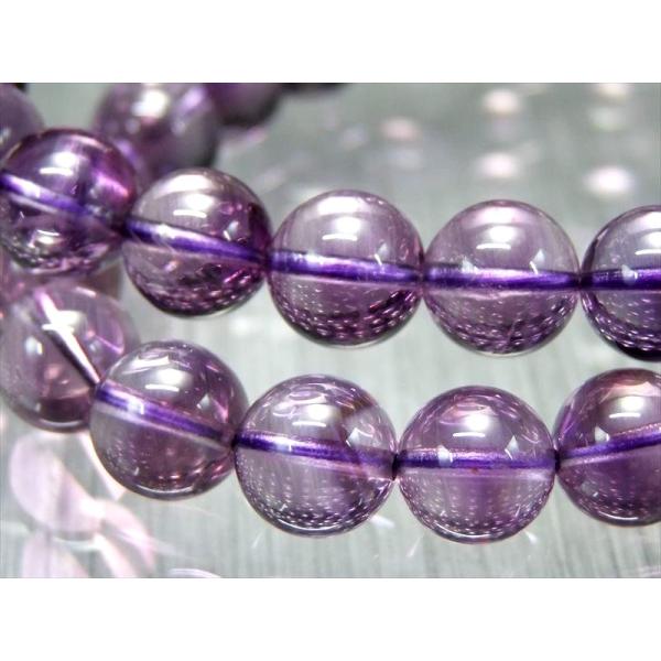 ファントム珠あり ラベンダーアメジスト ブレスレット 9mm-9.5mm×20珠前後 透明感抜群 希...