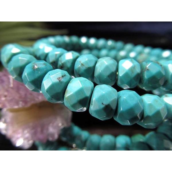 3A ターコイズ トルコ石 ボタンカットブレスレット 幅約5.5mm-6mm キラキラボタンカット型...