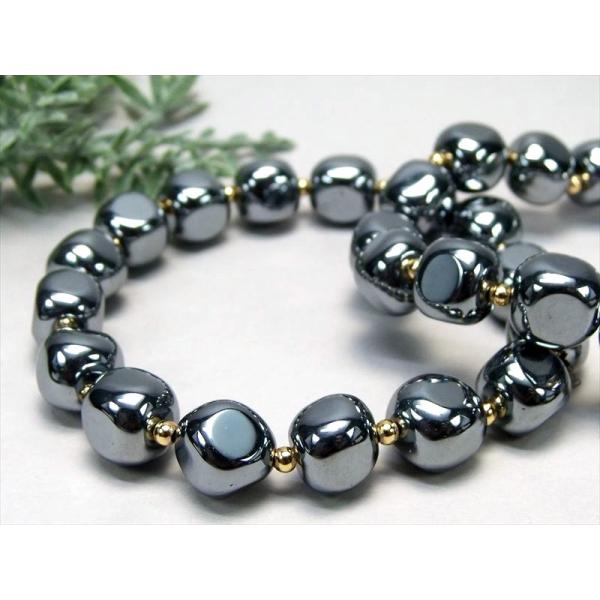 テラヘルツ鉱石 不定形ビーズ デザインブレスレット 幅約9mm-12mm×15珠前後 高級感たっぷり...