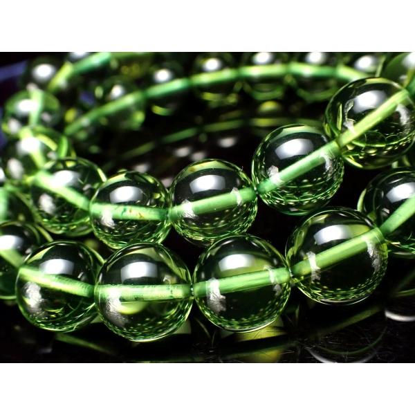 ブレスレット 極上透明 5A グリーンアンバー 約5.5mm-6mm×36珠前後 発色美しいリトアニ...