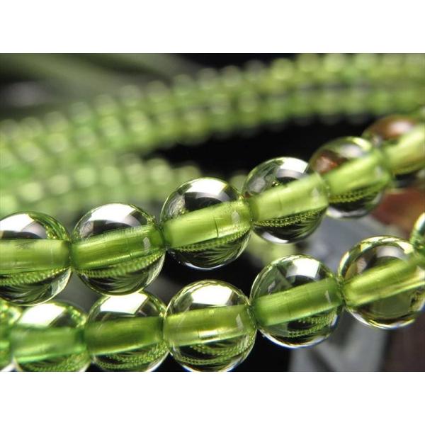 ブレスレット オリーブグリーンカラー 5A グリーンアンバー 約4.5mm-5mm×44珠前後 発色...
