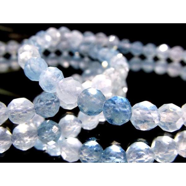 アクアマリン ボールカット ブレスレット 約4mm×44珠前後 キラキラ多面カット 幸せな喜びを象徴...