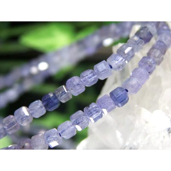 タンザナイト キューブカット ブレスレット 約3mm-3.5mm 合わせやすいシンプルデザイン 12...