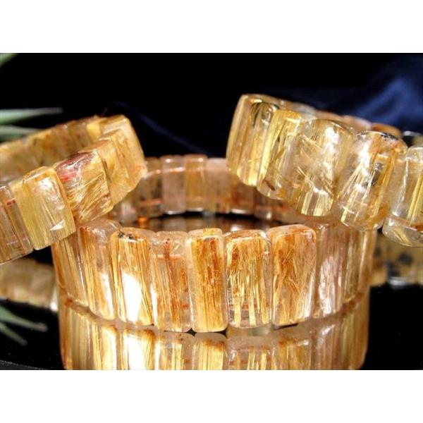 極太タイチン針入り 3A+ ゴールドルチルクォーツ バングル ブレスレット 幅約幅6-10mm前後 ...