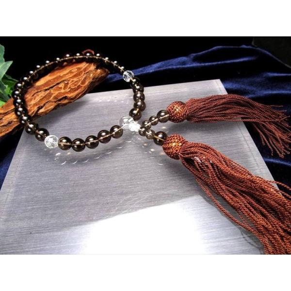 スモーキークォーツ 煙水晶 片手 略式 念珠 約10mm 親玉約11mm 二天玉約8mm 落ち着きと...