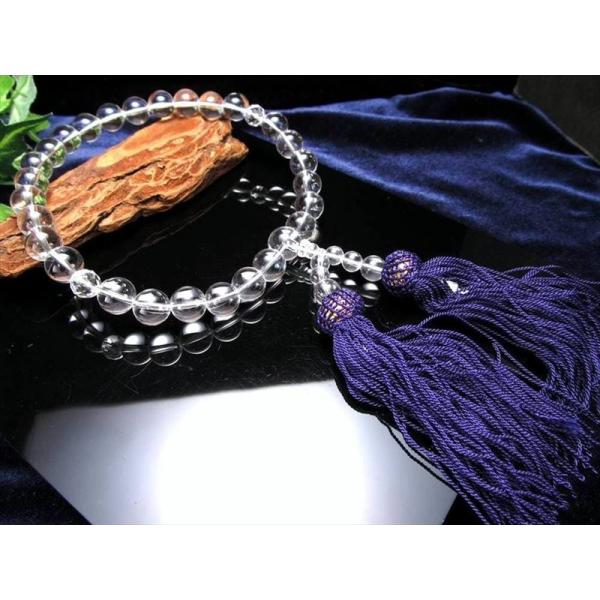 天然水晶 クリスタル 片手 略式 念珠 主玉約10mm 親玉約11mm 二天玉約8mm 落ち着きと品...