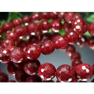 ブラッディルビー ミラーボールカット ブレスレット 約7.5mm-8mm×23珠 妖艶濃厚真紅 宝石の女王 キラキラカットで華やかさをプラス アフリカ産