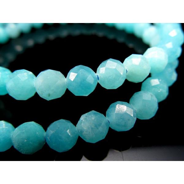 アマゾナイト カット ブレスレット 5mm-5.5mm×34珠前後 キラキラ輝くカット 希望の石 ホ...
