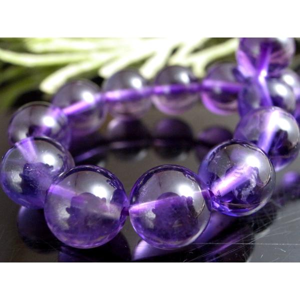 透明 3A アメジスト ブレスレット 9mm-9.5mm×22珠 愛の守護石 2月の誕生石 ブラジル...