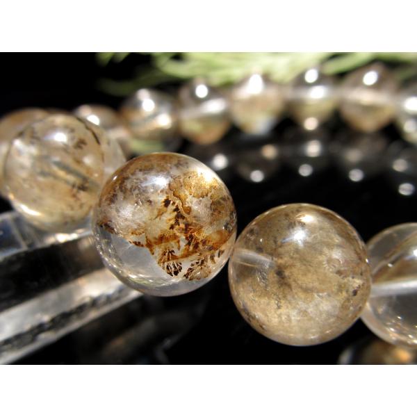 3A 透明感抜群 自然が描く唯一無二の模様 デンドリティック・クォーツブレスレット 12mm-12....