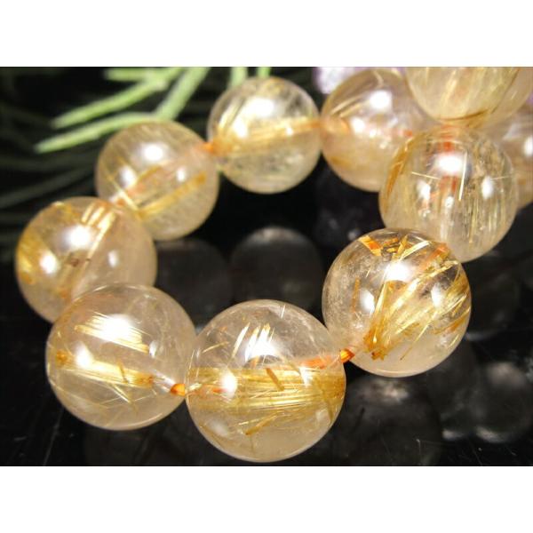 針多め 3A ゴールドルチルクォーツ ブレスレット 11.5mm-12mm×18珠 繊細針 ルチル際...