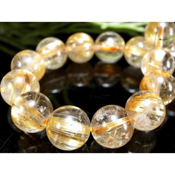 店頭展示中 針多め 3A+ ゴールドルチルクォーツ ブレスレット 8mm-8.5mm×23珠 繊細針...