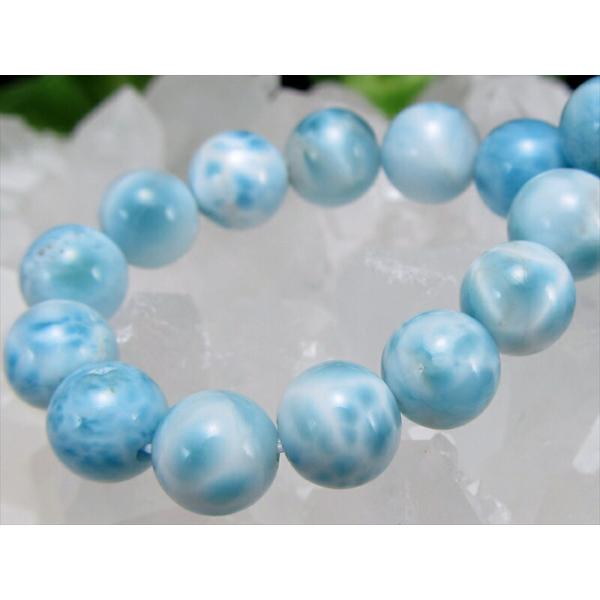水面模様くっきり 3A+ ラリマー ブルーペクトライト ブレスレット 6.5mm-7mm×28珠 愛...