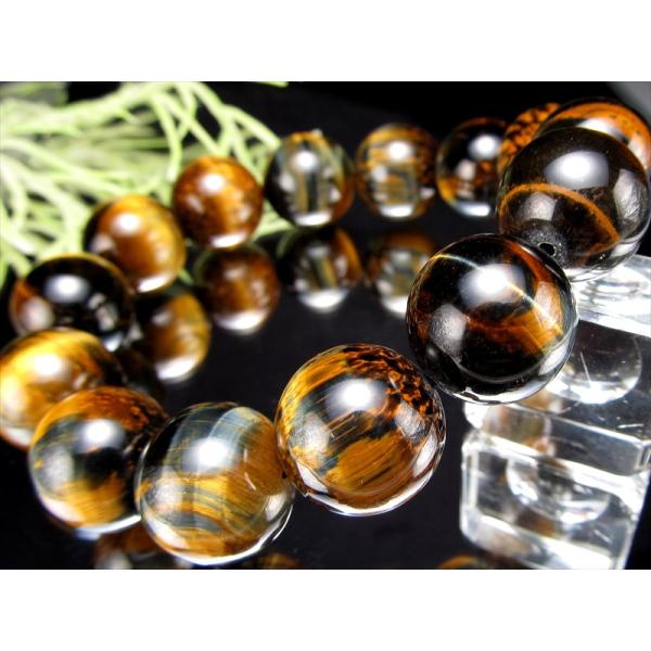 美麗5A 大珠 ツートンカラー タイガーアイ 虎目石 ブレスレット 16mm-16.5mm×14珠 ...