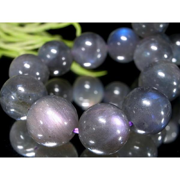 店頭展示中 超希少 パープル&amp;ピンクシラー 5A ラブラドライト ブレスレット 11mm-11.5m...