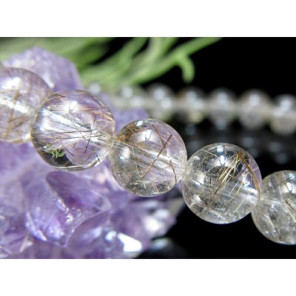 白銀の世界 3A+ 超透明 シルバールチルクォーツ ブレスレット 6.5mm-7mm×28珠 希少な...