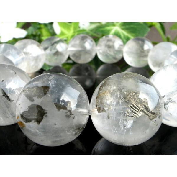 店頭展示中 4A マーカサイトインクォーツ 白鉄鉱入り水晶 ブレスレット 16.5mm-17mm×1...