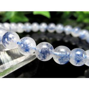 水晶に咲く群青の花 4A デュモルチェライト イン クォーツ ブレスレット 7mm×26珠 ロイヤルブルーガーデン クォーツ 超透明 一点もの ブラジル バイーア州産