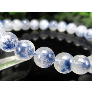 水晶に咲く群青の花 4A デュモルチェライト イン クォーツ ブレスレット 7.5mm-8mm×24珠 ロイヤルブルーガーデン クォーツ 超透明 一点もの ブラジル