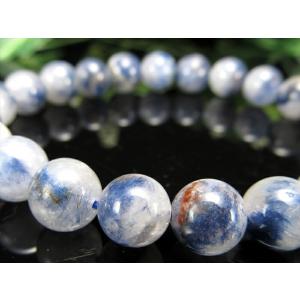 水晶に咲く群青の花 3A デュモルチェライト イン クォーツ ブレスレット 8.5mm-9mm×22珠 ロイヤルブルーガーデン クォーツ 超透明 一点もの ブラジル