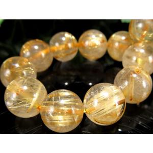 針多め 3A ゴールドルチルクォーツ ブレスレット 11mm-11.5mm×18珠 繊細針 ルチル際立つ透明感 金運の代表石 一点もの ブラジル産 パワーストーン 天然石