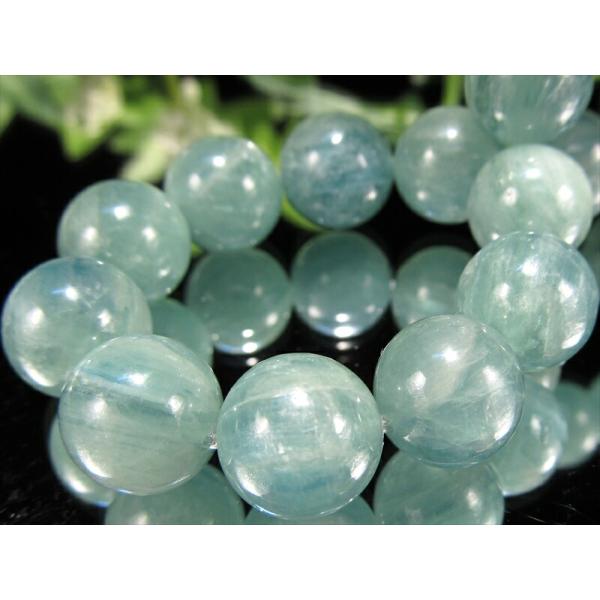 希少 天然グリーンカラー AA グリーンカイヤナイト 藍晶石 ブレスレット 9.5mm-10mm×2...