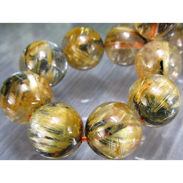 迫力の大珠力強い雷神ルチル 3A+ 雷神ゴールドタイチンルチルクォーツ ブレスレット 12mm-12...