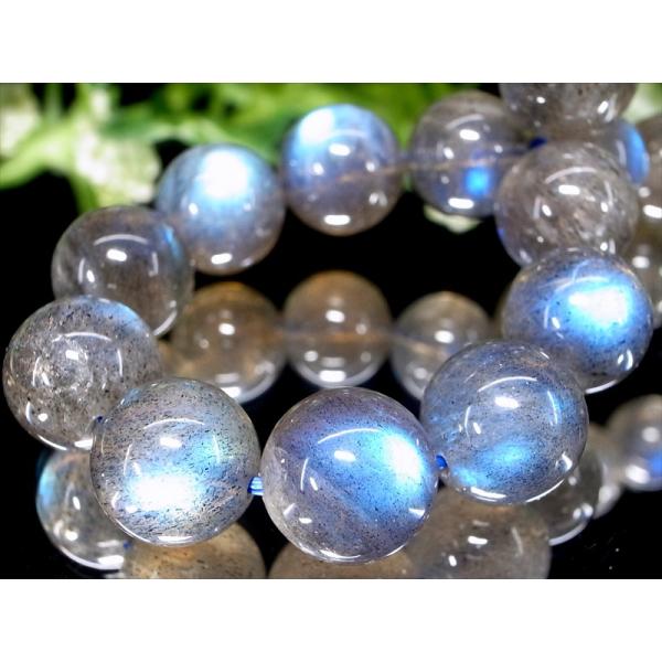 3A ラブラドライト ブレスレット 10.5mm-11mm×19珠 スペクトロライト 濃いブルーシラ...