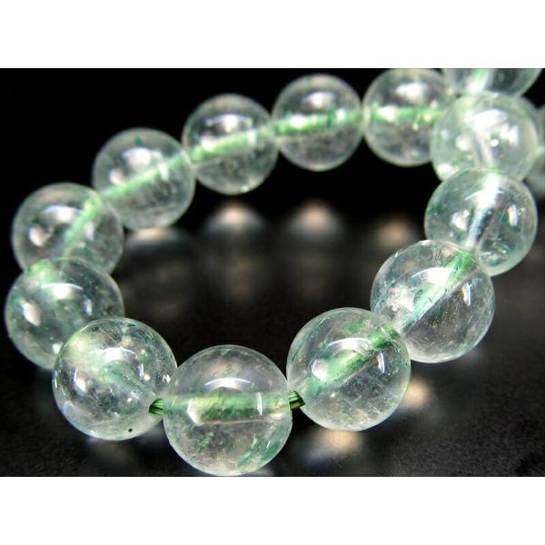 フックサイト インクォーツ ブレスレット 7.5mm-8mm×26珠 透明感あり フレッシュなグリー...