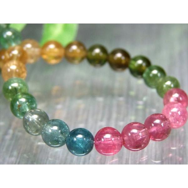 奇跡を起こす7色揃い S級 MIXカラー トルマリン ブレスレット 5mm-5.5mm×35珠 超透...