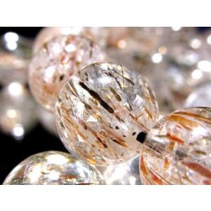 透明感抜群 フォリエーテッド・マイカインクォーツ ブレスレット 8.5mm-9mm×23珠前後 個性的な内包美 活力向上・長寿 ブラジル産 パワーストーン 天然石