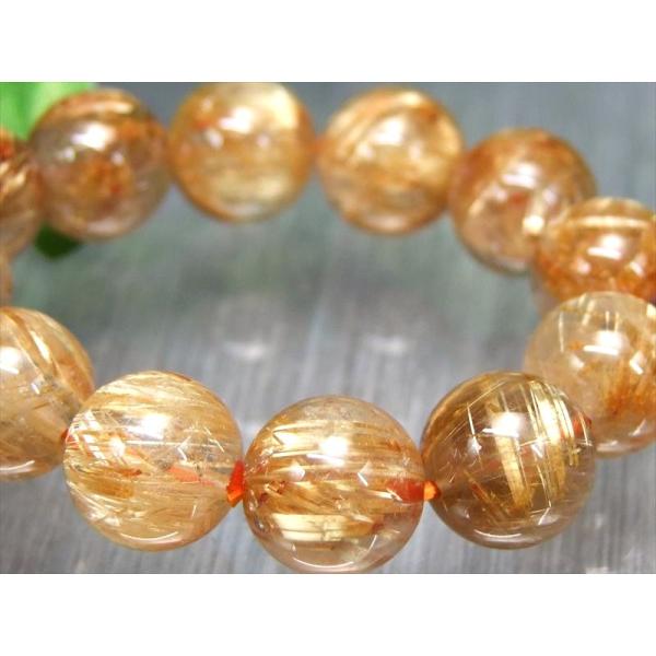 タイチン針 4A+ ゴールドタイチンルチルクォーツ ブレスレット 10.5mm-11mm×19珠 金...